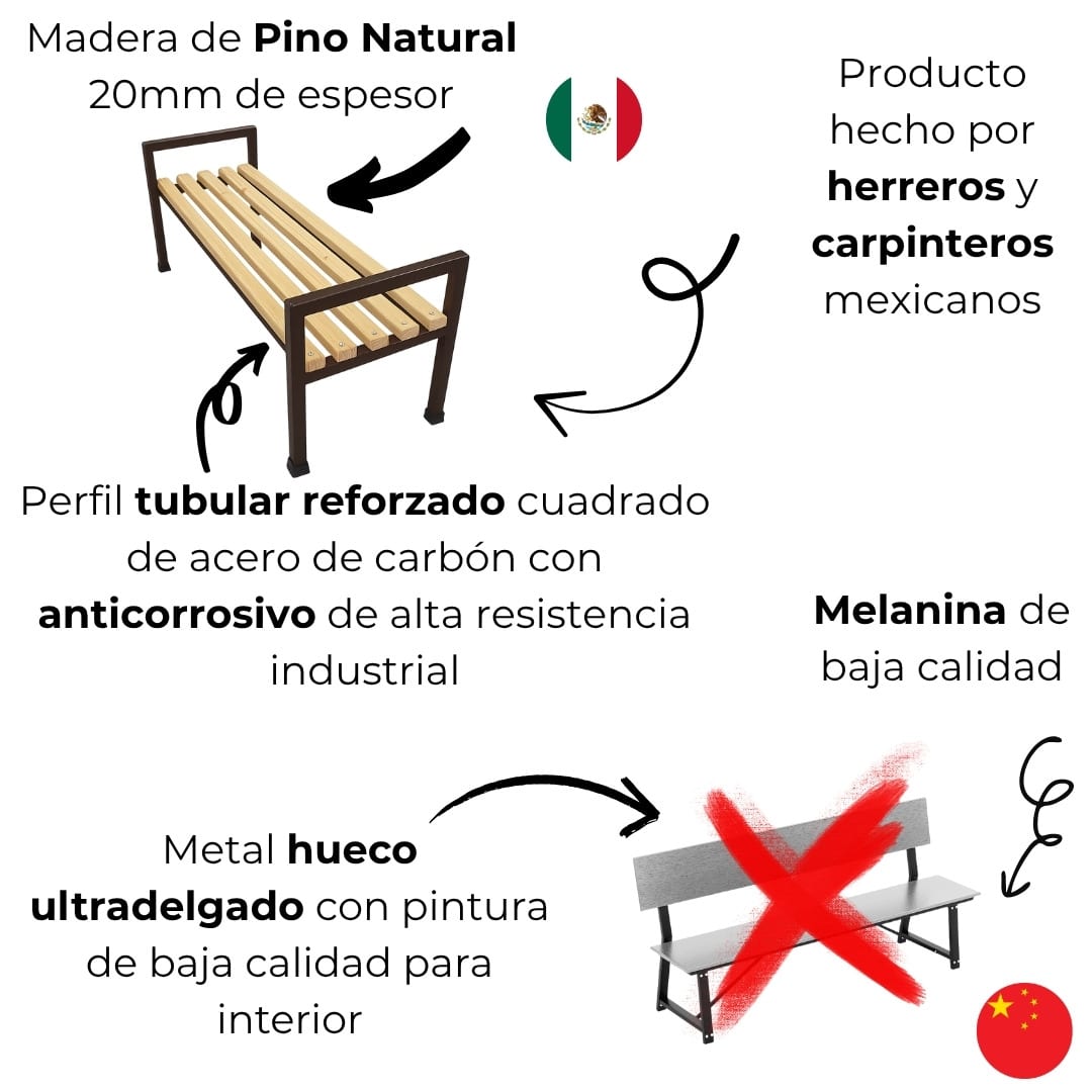 Banca para exterior estilo industrial 2 Banca para exterior estilo industrial - Imagen 2