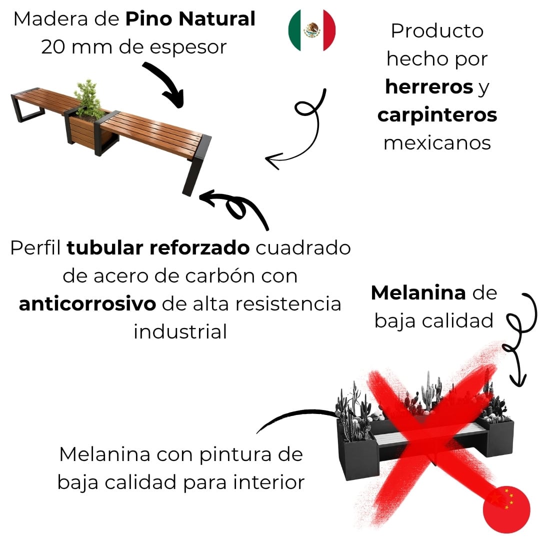 Banca Doble Con Jardinera Estilo Industrial 2 Banca Doble Con Jardinera Estilo Industrial - Imagen 2