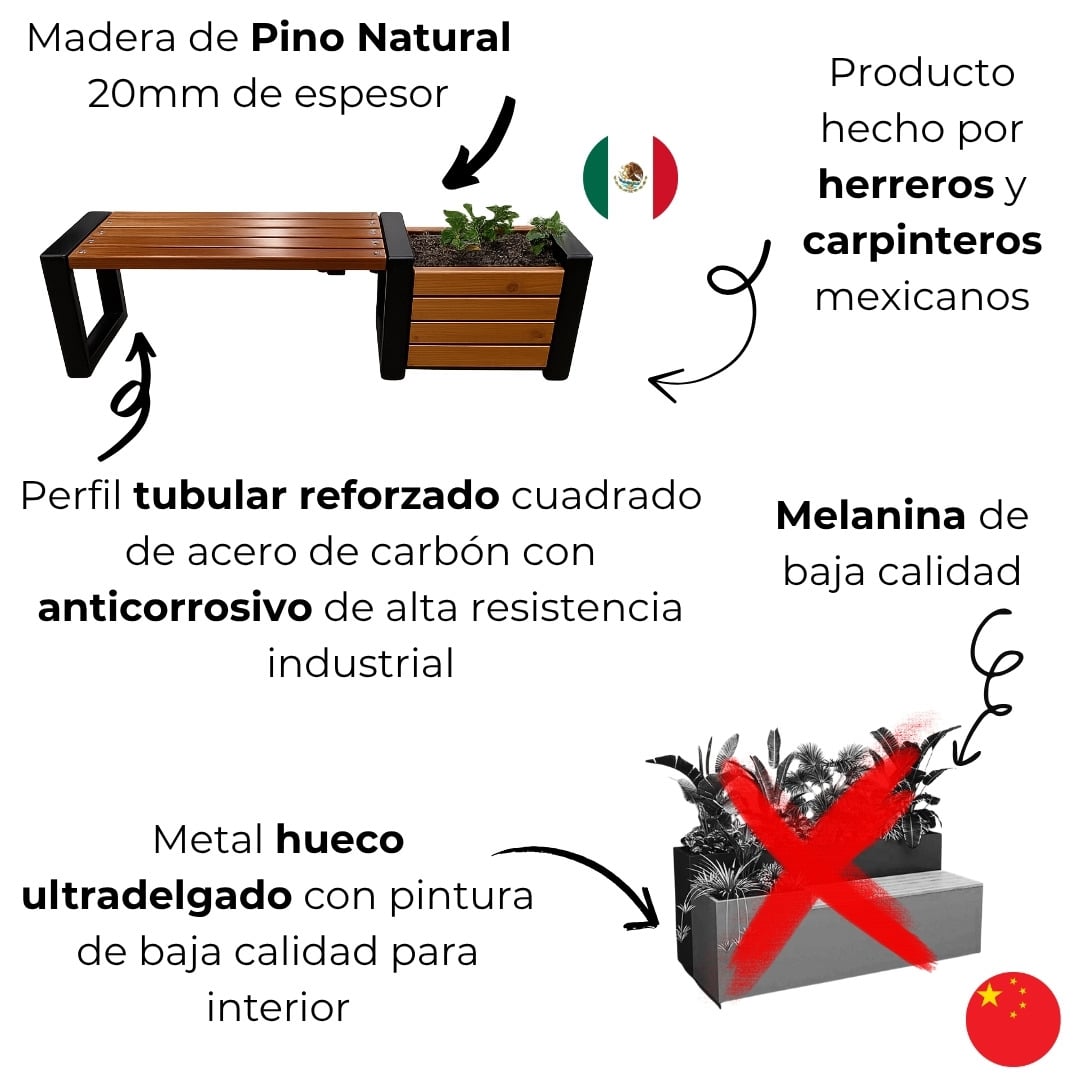 Banca Jardinera Estilo Industrial 2 Banca Jardinera Estilo Industrial - Imagen 2